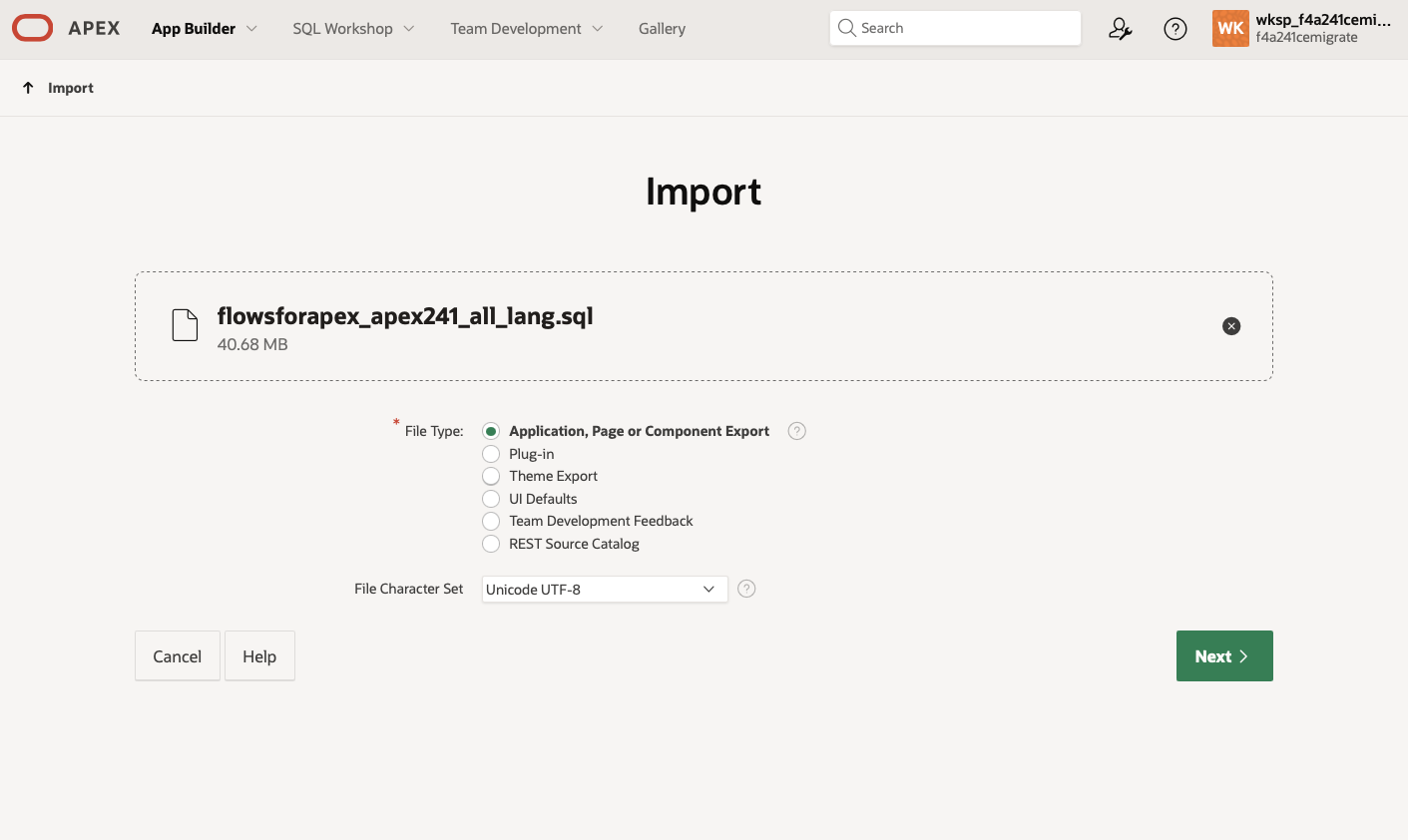 Select the application file Packaged App select file to import